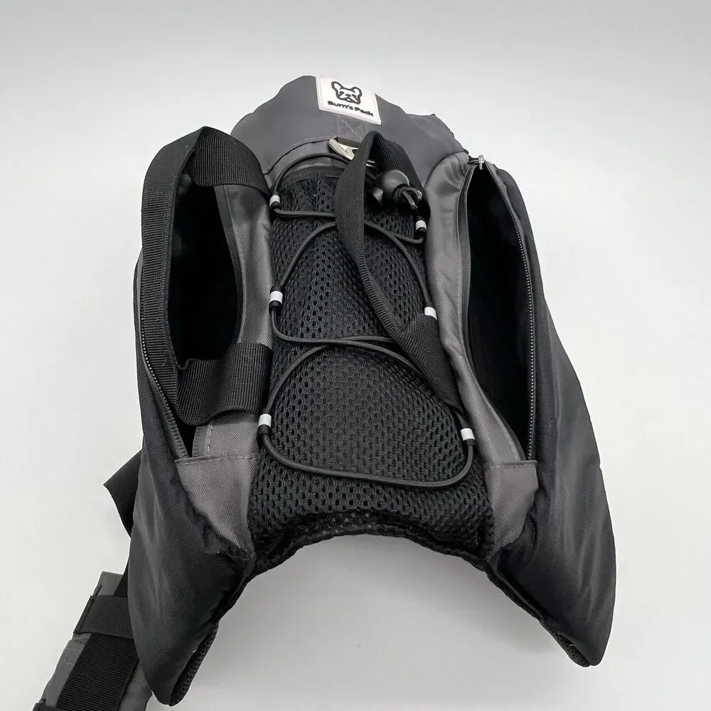 Bum's Pack Black/Gray Dog Backpack Size Large Saddlebag Camping Hiking Harness